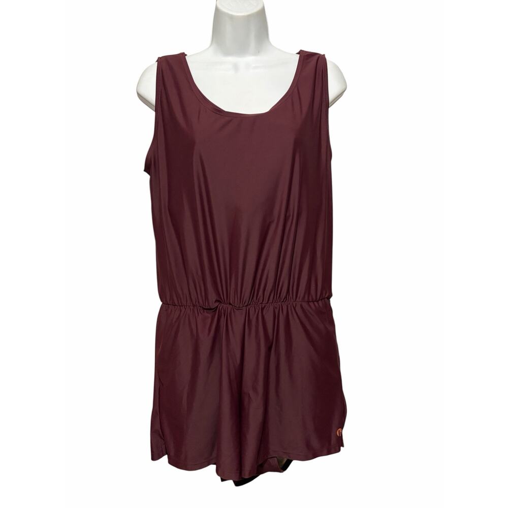 Honey Mark All-In-One Swim Romper Cover Up Burgundy 5 XL NWT Pockets